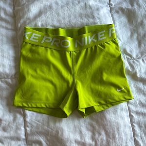 Neon Green Nike Pro Shorts